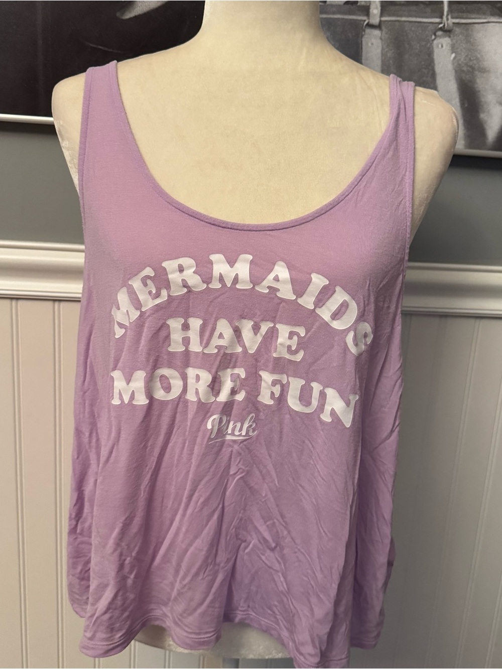 Victoria’s Secret Pink Tank Top Mermaids Have More Fun Modal Tank Top Size Large